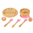 thumbnail image 1 of TATA AMG ® Baby Bamboo Plate and Bowl Set with Spoons and Fork, Silicone Suction Plate and Bowl Set for Toddlers - Baby Led Weaning Bamboo Feeding Set - BPA Free, 1 of 9