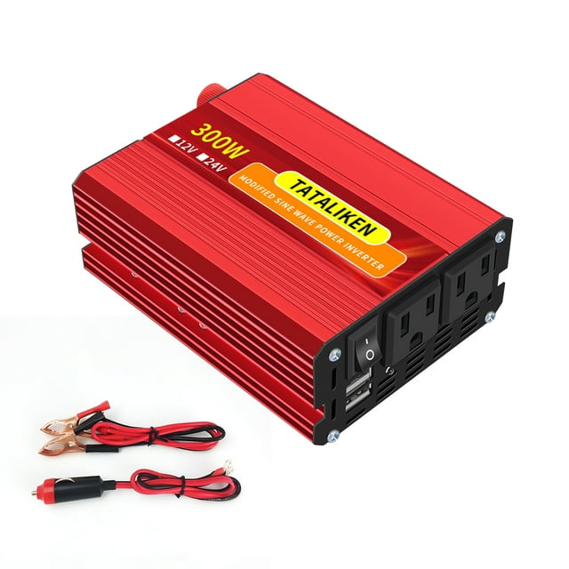 TATALIKEN 300 Watts Power Inverter 12V DC to 110V AC Car Plug Adapter