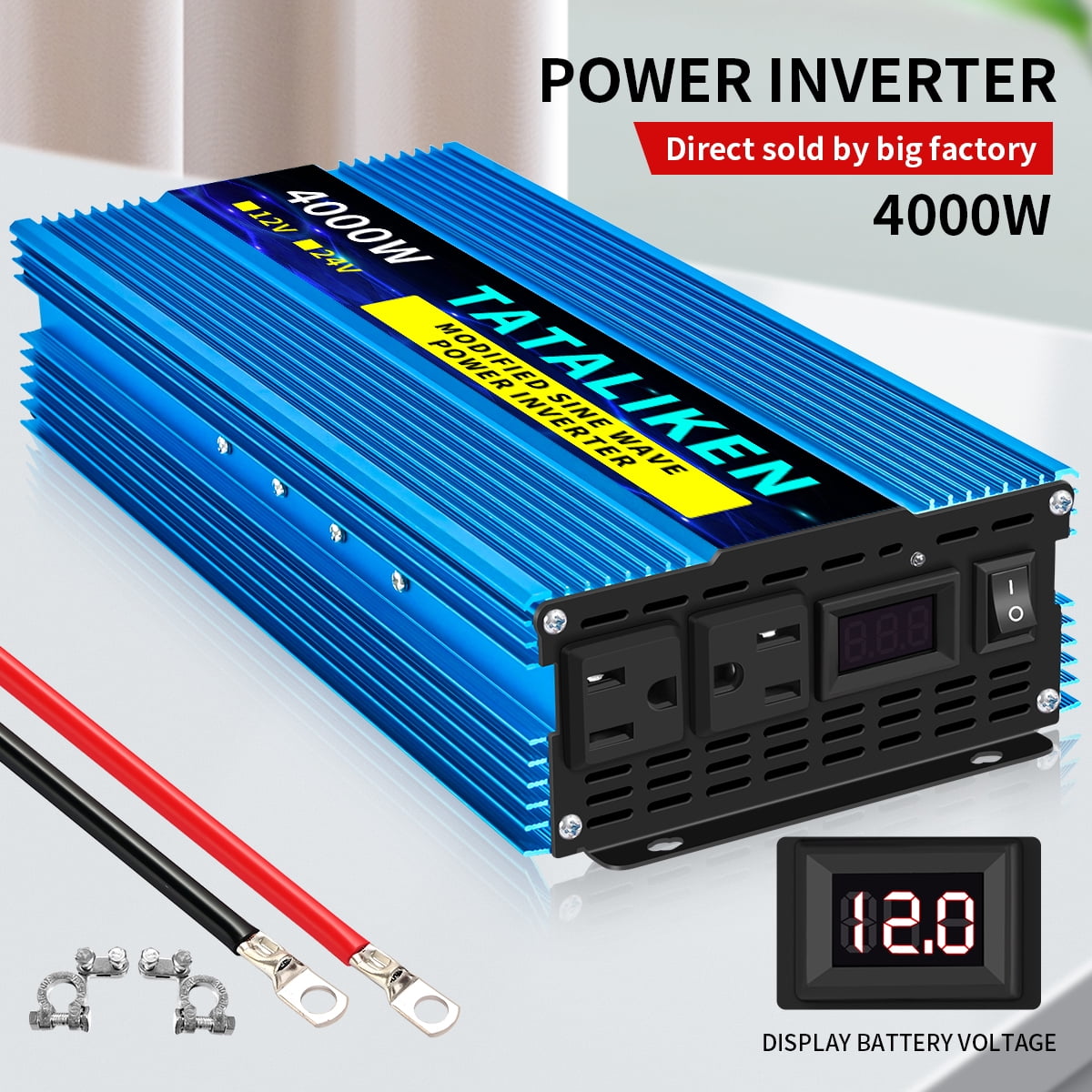 TATALIKEN 4000W（Rating power 1500 W）Power Inverter DC 12V to AC