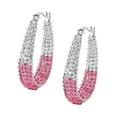 thumbnail image 1 of TATAMUMU Rhinestone Decorative Hoop Huggie Earrings, Pink, Alloy, Valentine√¢¬Ä¬ôs Day, 1 Pair, 1 of 8