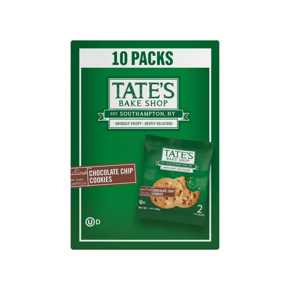 Tate's Bake Shop Chocolate Chip Cookies, 10 Snack Packs (2 Cookies Per Pack)