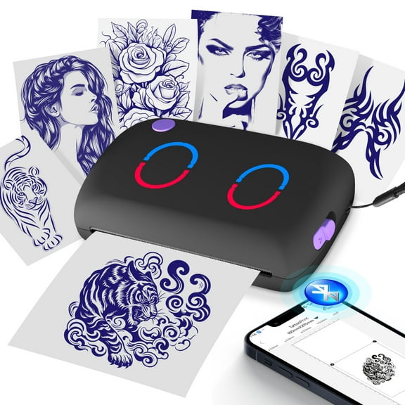 TATOPRT M5 Tattoo Stencil Printer, Mini Bluetooth Thermal Wireless Tattoo Printer Machine with 10pcs Transfer Paper Compatible with Tablet & Smartphone