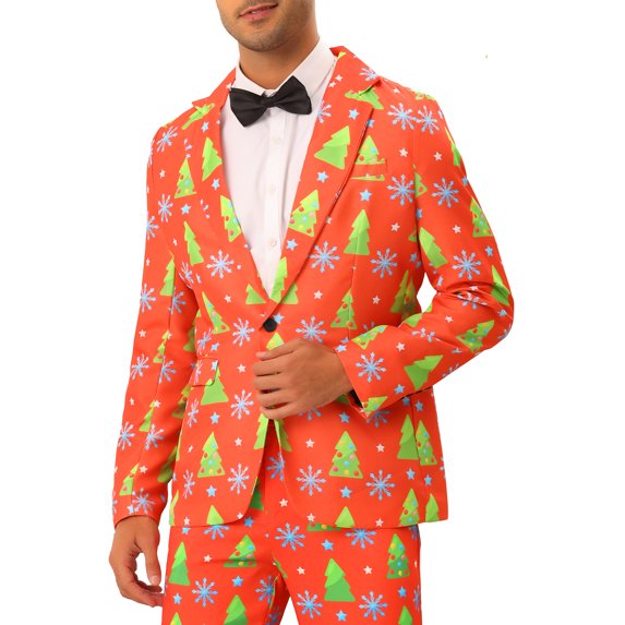 INSPIRE CHIC Christmas Printed Sports Coats for Men's Graphic Party Costume Blazers