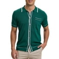thumbnail image 1 of INSPIRE CHIC Men's Knit Shirt Button Down Short Sleeve Lightweight Casual Summer Knited Polo Shirts S Green, 1 of 6
