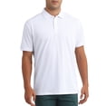 thumbnail image 1 of INSPIRE CHIC Men's Polo Shirts Short Sleeve Lightweight Regular Fit Casual Business Work Solid Golf Shirt S White, 1 of 6