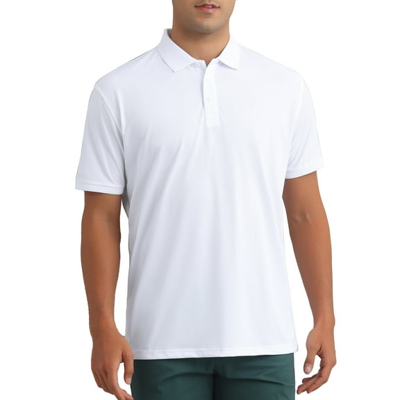 INSPIRE CHIC Men's Polo Shirts Short Sleeve Lightweight Regular Fit Casual Business Work Solid Golf Shirt XL White