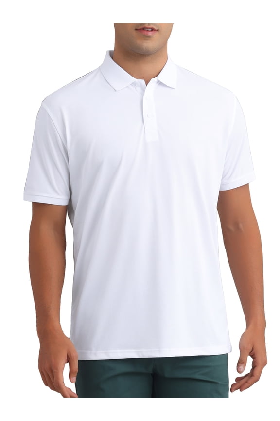 Men's Polo Shirts Short Sleeve Lightweight Regular Fit Casual Business Work Solid Golf Shirt XL White