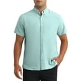 thumbnail image 1 of INSPIRE CHIC Men's Solid Dress Shirts Short Sleeve Cotton Regular Fit Button Down Formal Oxford Shirt L Green, 1 of 4