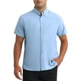 thumbnail image 1 of INSPIRE CHIC Men's Solid Dress Shirts Short Sleeve Cotton Regular Fit Button Down Formal Oxford Shirt XL Blue, 1 of 4