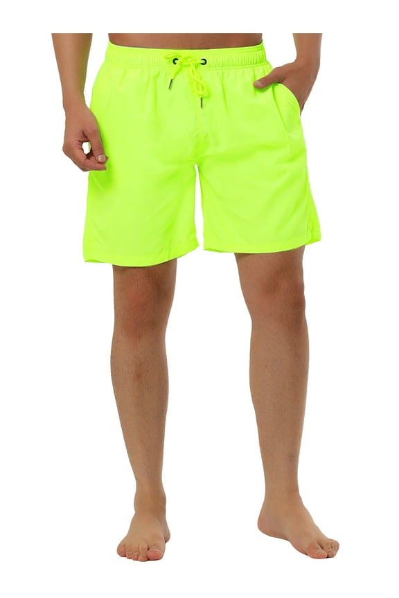 Men's Summer Casual Beach Drawstring Surfing Mesh Lining Board Shorts Yellow 36