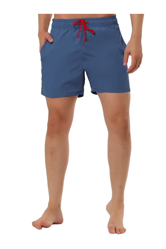 Men's Summer Casual Drawstring Waist Mesh Lining Board Shorts Dark Blue 38