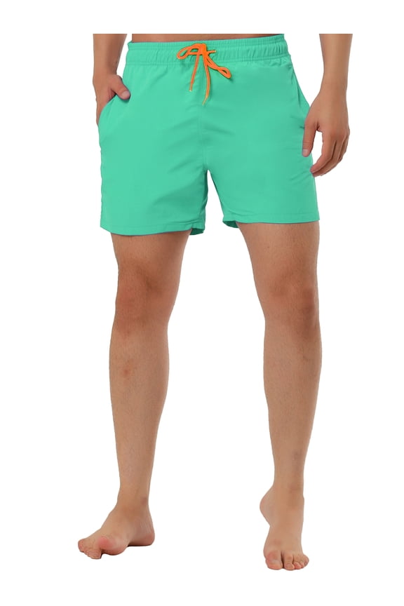 Men's Summer Holiday Elastic Waistband Drawstring Mesh Lining Board Shorts Mint Green 30