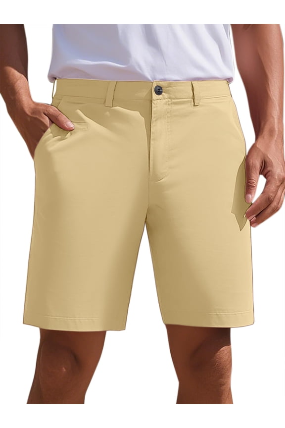 Mens Dress Shorts Flat Front Lightweight Summer Business Formal Shorts with Pocket 28 Khaki