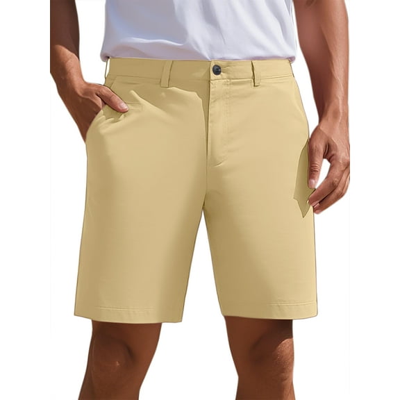 INSPIRE CHIC Mens Dress Shorts Flat Front Lightweight Summer Business Formal Shorts with Pocket 28 Khaki
