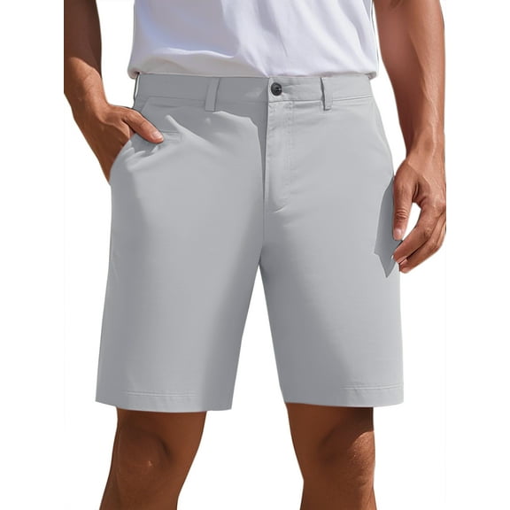 INSPIRE CHIC Mens Dress Shorts Flat Front Lightweight Summer Business Formal Shorts with Pocket 30 Silver Gray