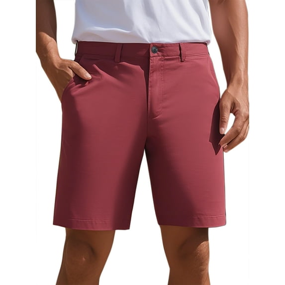 INSPIRE CHIC Mens Dress Shorts Flat Front Lightweight Summer Business Formal Shorts with Pocket 32 Red