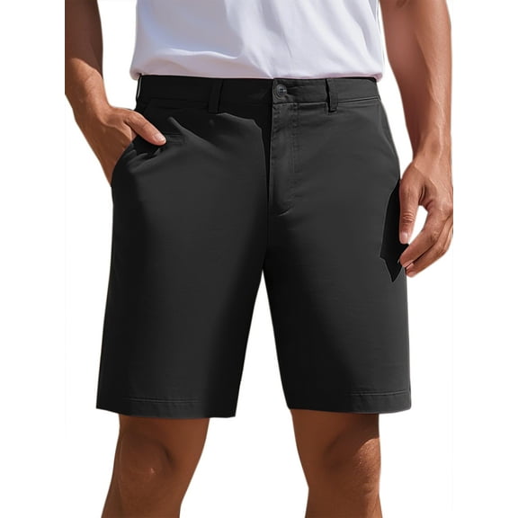 INSPIRE CHIC Mens Dress Shorts Flat Front Lightweight Summer Business Formal Shorts with Pocket 34 Black