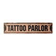 thumbnail image 1 of TATTOO PARLOR Vintage Plastic Street Sign artist parlour tattooist ink inkster | Indoor/Outdoor |  30" Wide, 1 of 4
