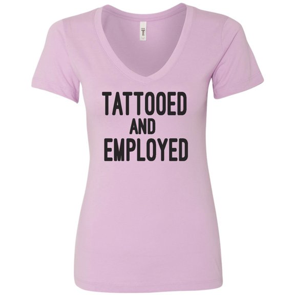 TATTOOED AND EMPLOYED Womens V-Neck Tee
