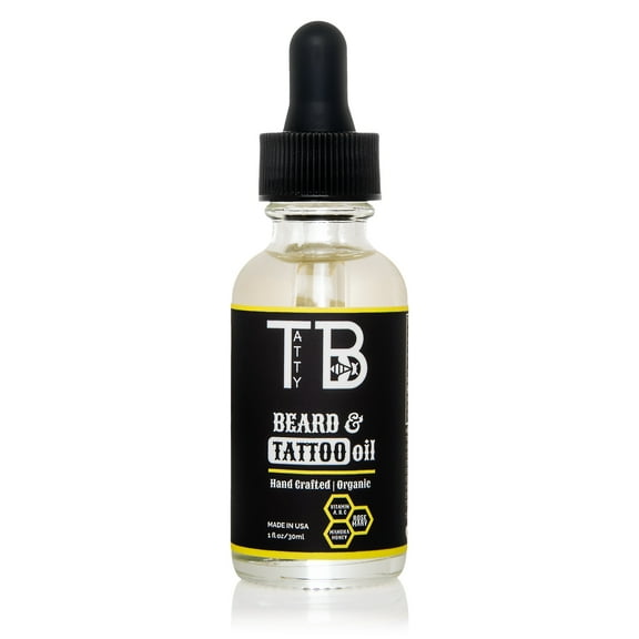 TATTYBEE Beard and Tattoo Dual-Purpose Oil | Moisturize & Nourish, Natural & Vegan Light Weight Oil 30ml/1floz