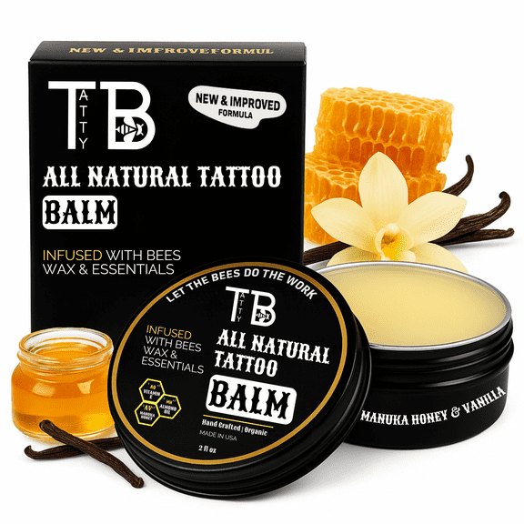 TATTYBEE Tattoo Balm All Natural & Skin Sensitive Tattoo Cream | Beeswax & Manuka Honey Infused | 2 fl oz