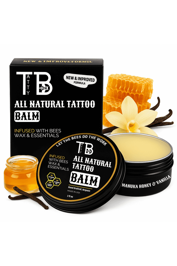 Tattoo Balm All Natural & Skin Sensitive Tattoo Cream | Beeswax & Manuka Honey Infused | 2 fl oz