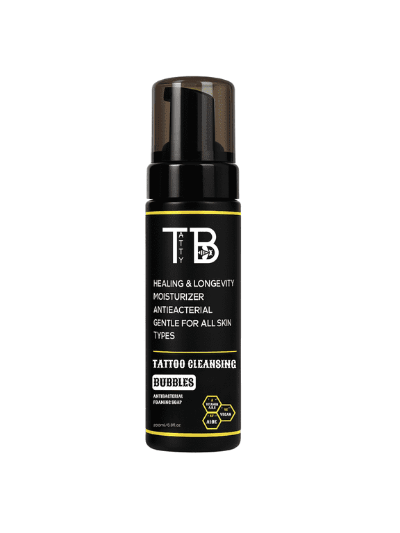 Tattoo Cleansing Bubbles Gentle, Soothing Cleanser for Tattoo & Piercing Aftercare Hydrating Foam to Protect, Heal & Maintain Vibrant Ink All-Natural Formula 6.8 Fl Oz