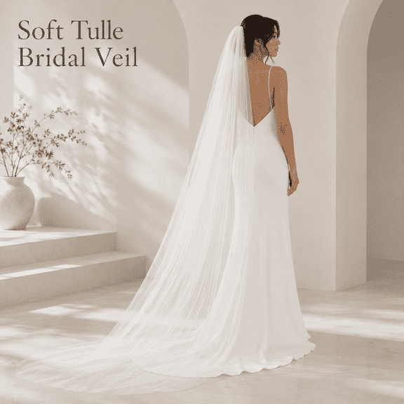 TAVENE 1 Tier Cathedral Length Bridal Veil Bride Wedding Veils Long Tulle Chapel Veils for Women