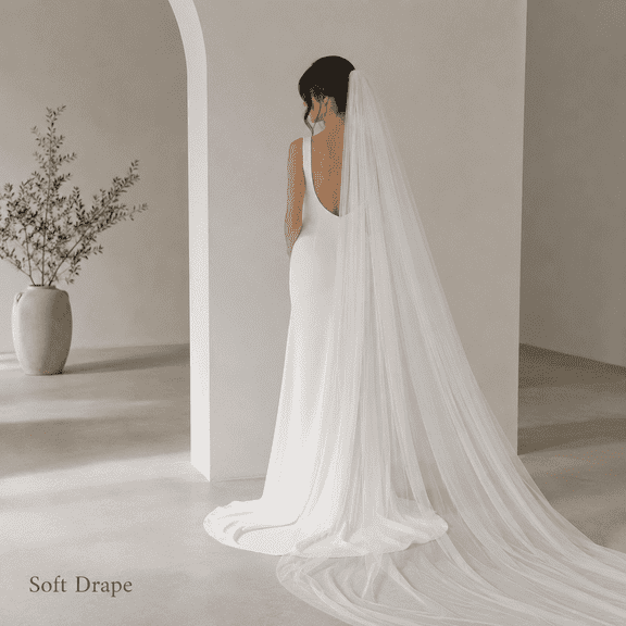 TAVENE 1 Tier Cathedral Length Bridal Veil - Long Tulle Chapel Wedding Veils for Bride Women