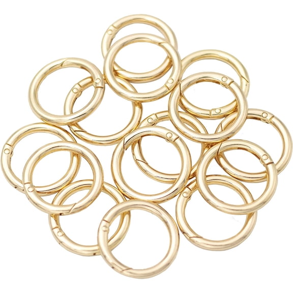 TAVENE 15pcs Round Carabiner Clip Snap Trigger Spring O Rings for Keyrings Buckle, Bags, Purses (1 inch, Gold)