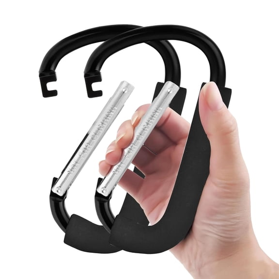 TAVENE 2 Pack 6.3" Large Stroller Hooks, Heavy Duty Big Extra Large Carabiner Clip, Universal Stroller Accessories for Mommy to Hang Shopping Bags, Purses and Tools