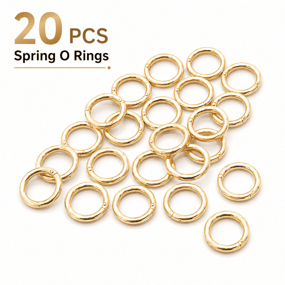 TAVENE 20pcs Round Carabiner Clip Snap Trigger Spring O Rings for Keyrings Buckle, Bags, Purses (3/4 inch, Gold)