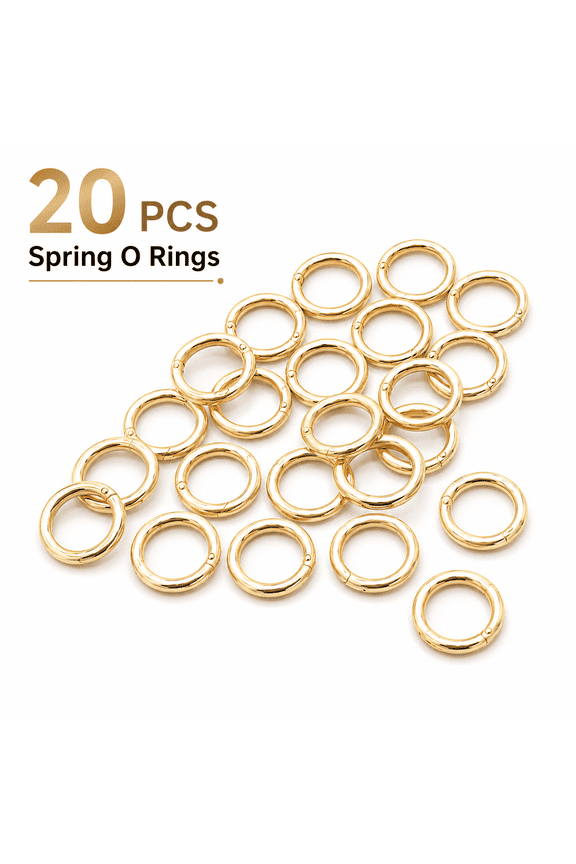 20pcs Round Carabiner Clip Snap Trigger Spring O Rings for Keyrings Buckle, Bags, Purses (3/4 inch, Gold)