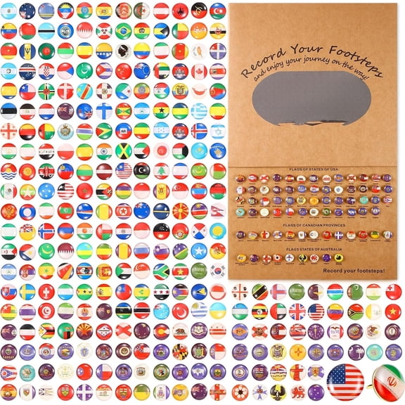 TAVENE 289 Pcs National Flag Push Pins for Map, Creative World Map Thumb Tacks Drawing Pins for World Travel Map, Bulletin Board, Pinboard, Office