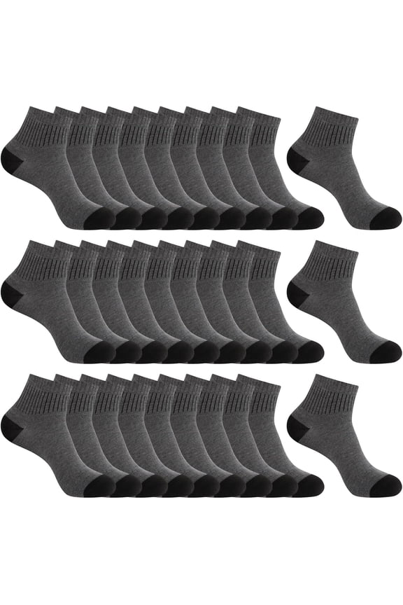 30 Pairs Ankle Socks For Men - Lightweight Mens Socks Size 9-12 Thin Casual Quarter Bulk Socks