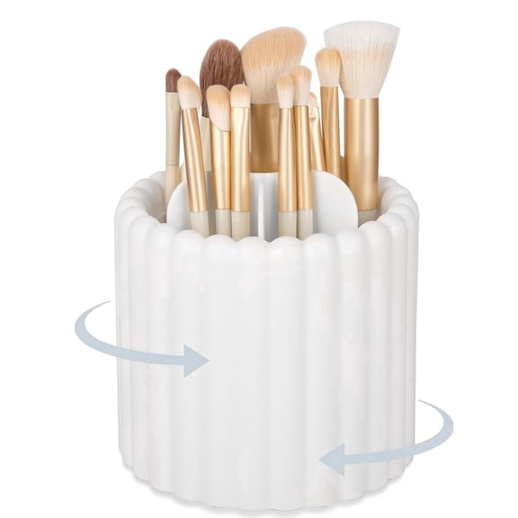 TAVENE 360 Rotating Makeup Brush Holder 7 Slots Make Up Brush Organizer Removable Spinning Cosmetic Brushes