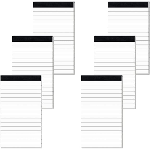 TAVENE 6 Pcs Note Pads Refills 3 x 5 inches,Small Notebook ,Memo,Writing Pads with 30 Sheets Each Pad College Ruled Lined Paper NotePads White