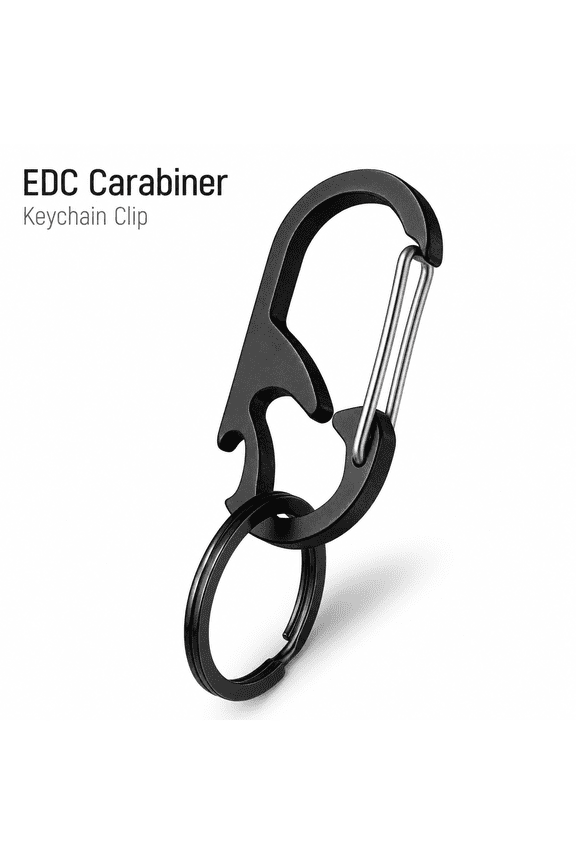 Anti-Lost Key Ring Holder, Titanium Carabiner Keychain Clip, Self-Locking Metal Gate Clip Key Chain Bottle Opener for Men Women