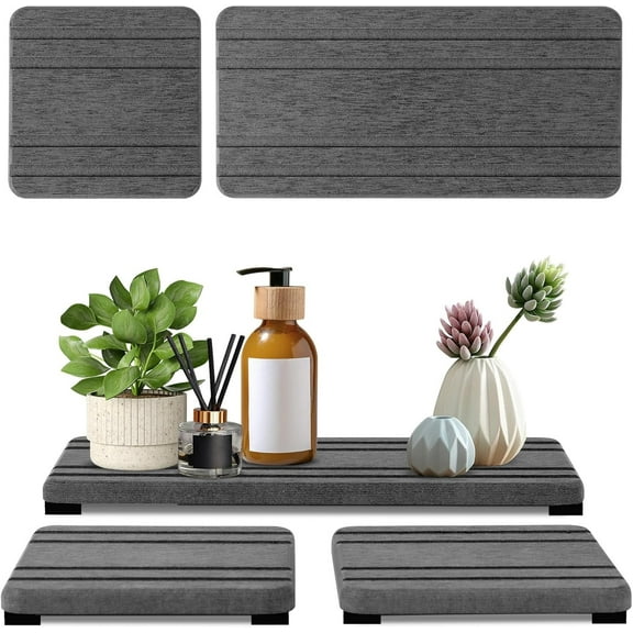 TAVENE DryingNeat 3PCS Diatomite Stone Sink Tray, Water Absorbing Stone Tray, Instant Dry Sink Coasters, Kitchen Sponge Hand Soap Holder, Countertop Fast Drying Counter Trays, 8 * 4inch and 4 * 4inch