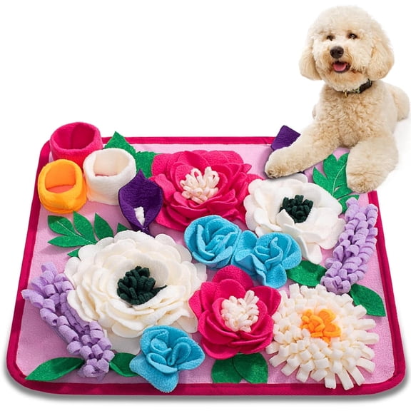 TAVENE (Rose Pink) Snuffle Mat for Dogs, Pet Treats Feeding Mat for Small/Medium Breed Dogs, Non-Slip/Portable/Durable Interactive Dog Puzzle Toys Encourages Natural Foraging Skills