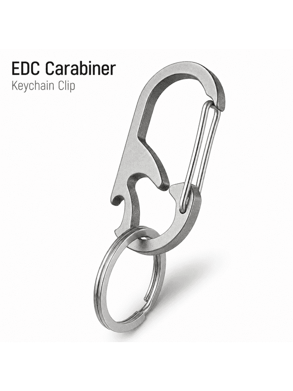 Keychain Clip, Titanium Self-Locking Carabiner Anti-Lost Holder with Bottle Opener for Men Women