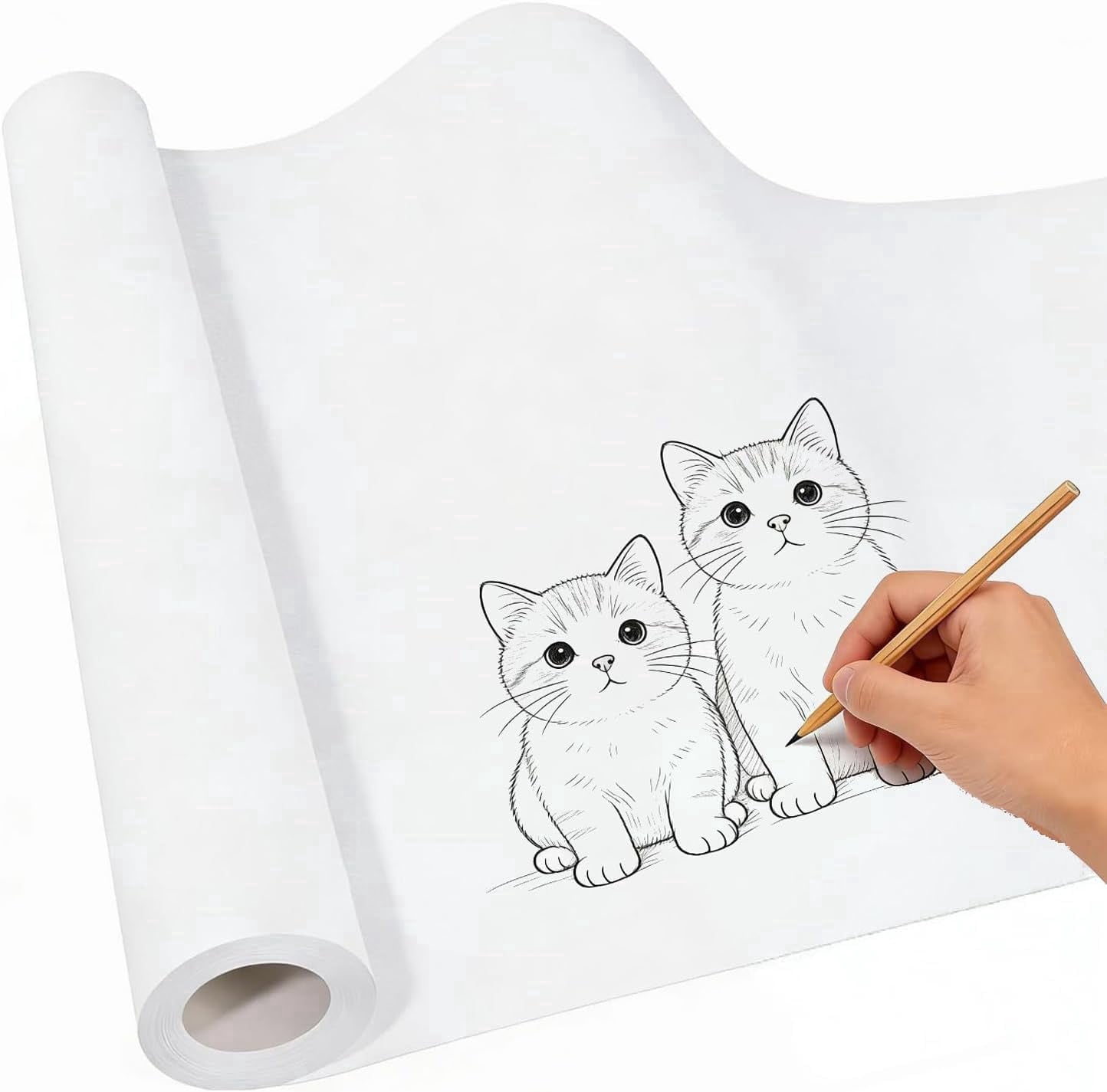 TAVENE White Drawing Paper Roll 17"×1181" Large Art Easel Paper Roll, White Wrapping Paper Kraft Bulletin Board Poster Banner Paper for Crafts