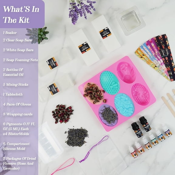 TAVOLOZZA Soap Making Kit, Soap Making Supplies Includes Organic Soap Base, Silicone Soap Mold, Homemade Soap Kit, DIY Craft Kit for Adults Beginners Kids