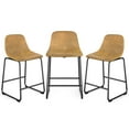 thumbnail image 1 of TAVR Furniture 24" Bar Stools Set of 3 with Back, Faux Leather for Home Kitchen, Yellow, 1 of 8