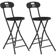 RTVR Folding Stool, 2 Pack 24 inch Folding Bar Stool with Backrest and Handle,Collapsible Round Folding Counter Height Stool Chair for Camping Kitchen, Foldable Stools for Adults Up to 450lbs.