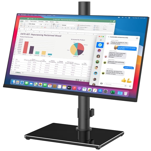 TAVR Furniture 360° Rotatable Table Top TV Stand for 17-35 inch TVs, Height Adjustable Tilt, Black