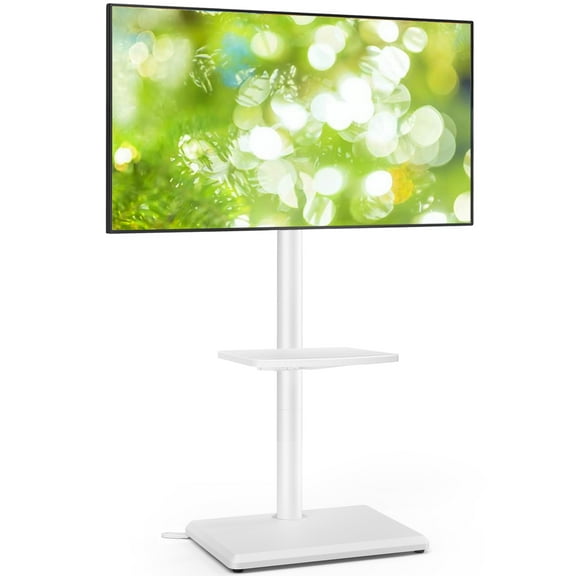 TAVR Furniture Floor Swivel TV Stand Mount for 32-60 inch Screen, Universal White Tall TV Stand Adjustable for Bedroom