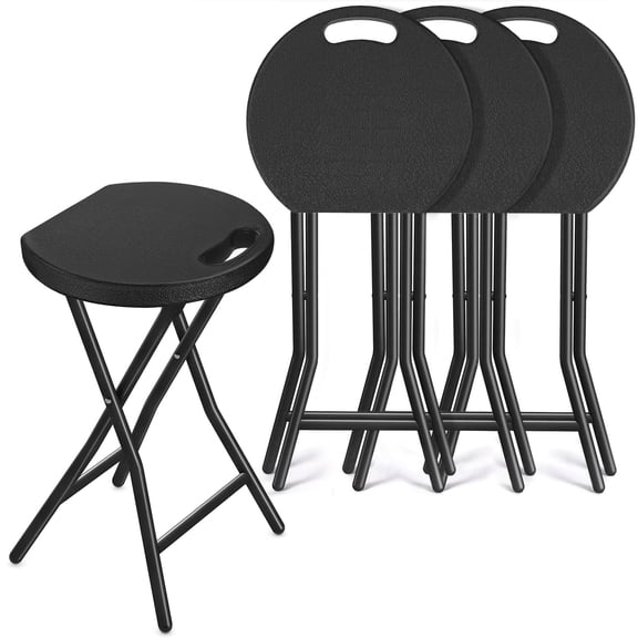 TAVR Furniture 4 pack Portable Stool Chairs with Handle, Collapsible Stool for Adults with Heavy Duty Steel Frame Legs for Outdoor, Black