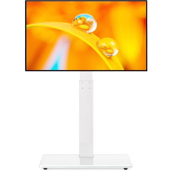 TAVR Furniture Modern Swivel Floor TV Stand for LCD LED TVs up to 70 Inch Compatible with VESA Mount, White