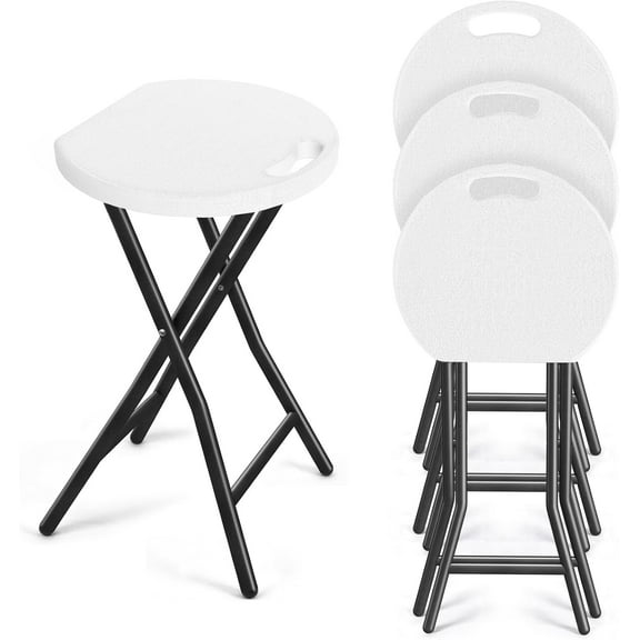 TAVR Furniture Portable Folding Chair with Handle, Heavy Duty Round Fold Stool Chair with 550lbs Capacity for Adults, 24 Inch Foldable Stool for Dorm, Kitchen, Vanity, Church and Outdoor use
